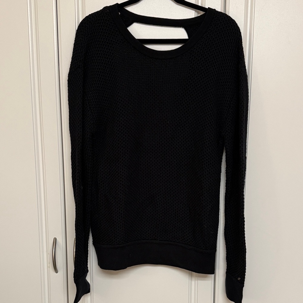 Black Knit Sweater with Cutout Detail